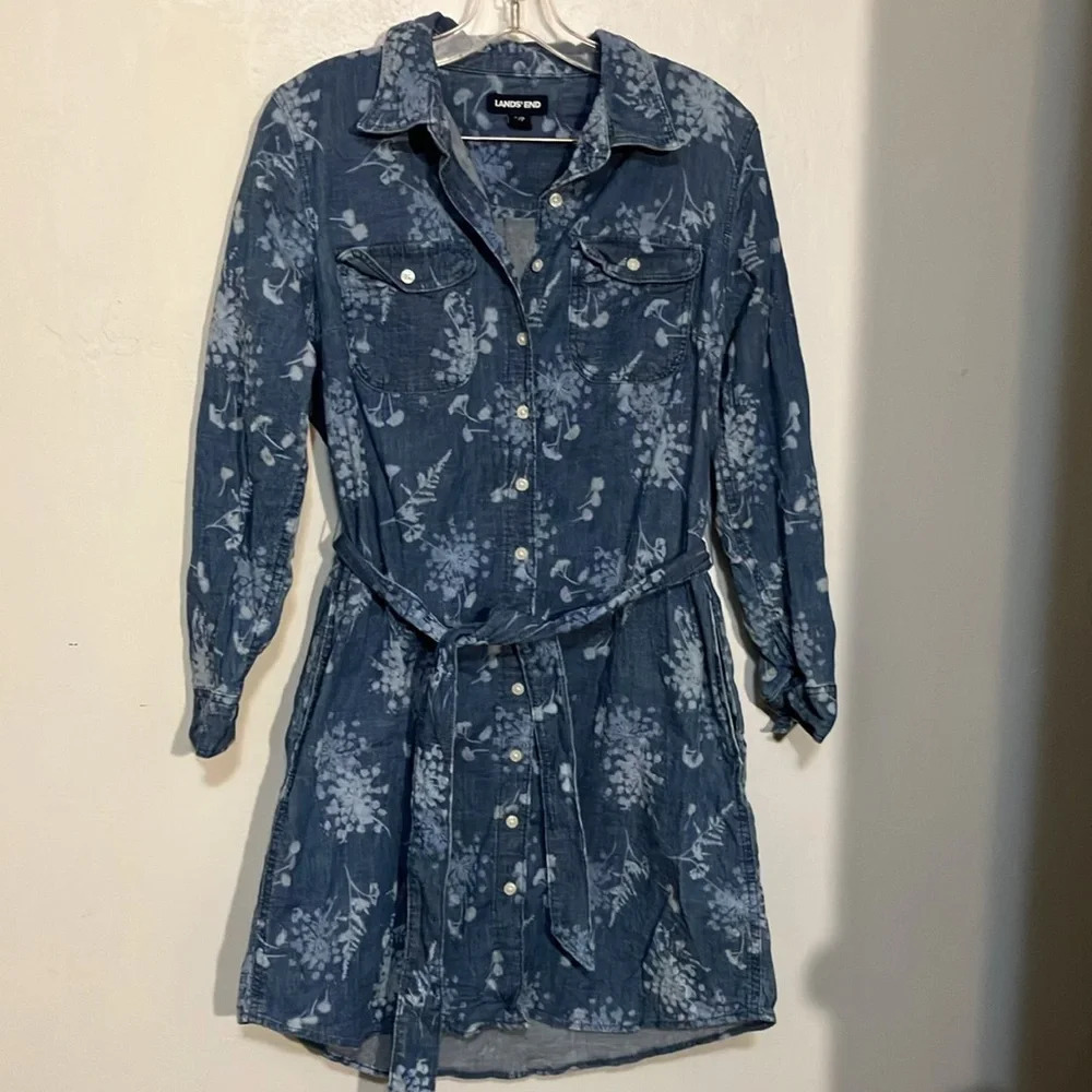 lands end denim shirt dress Lands' | Dresses | End Floral With Belt Size S 68 Joe Browns Radiant Paisley Color:MIMOSA YELLOW FULL BLOOM KNIT CROCHET PANEL luxury evening dress 2025 Clothing while the removable belt